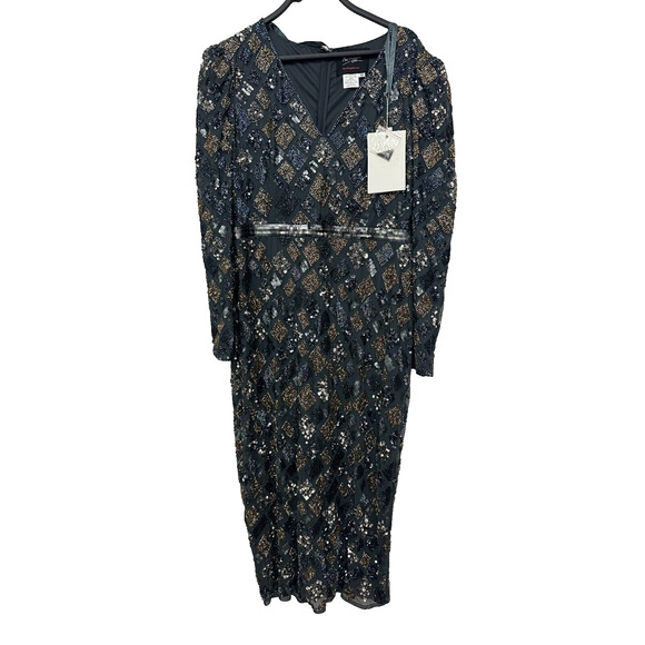 Mac Duggal Womens Evening Dress Size 12 Geometric Heavily Beaded 5472 $598 - Picture 1 of 11